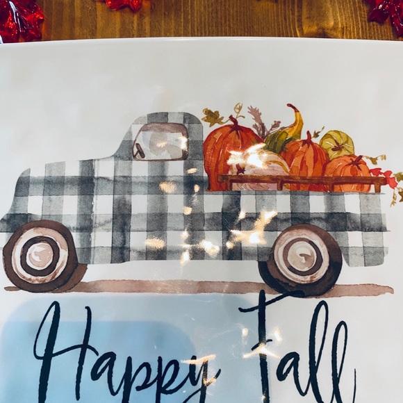 Buffalo Plaid Farm Truck with Pumpkin Serving Tray - Picture 4 of 6